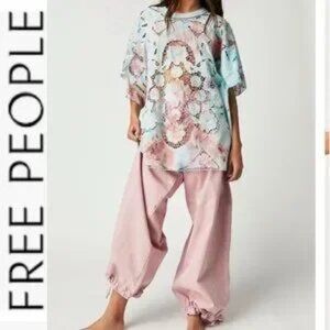 Free People Pastel Abstract Blouse